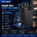 Ven-Dens 20000mAh 22.5W Super Fast Charging Power Bank with Built-in Cables & Digital Display