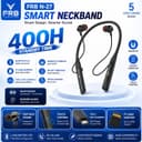 FRB N-27 Bluetooth 5.4 Smart Neckband | 400H Standby | Touch Control | TF Card Support